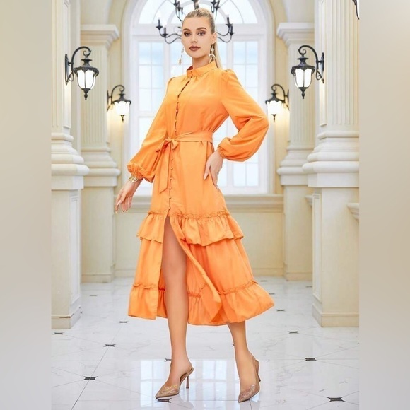 Women's  Layered Ruffle Maxi Dress - Picture 4 of 13